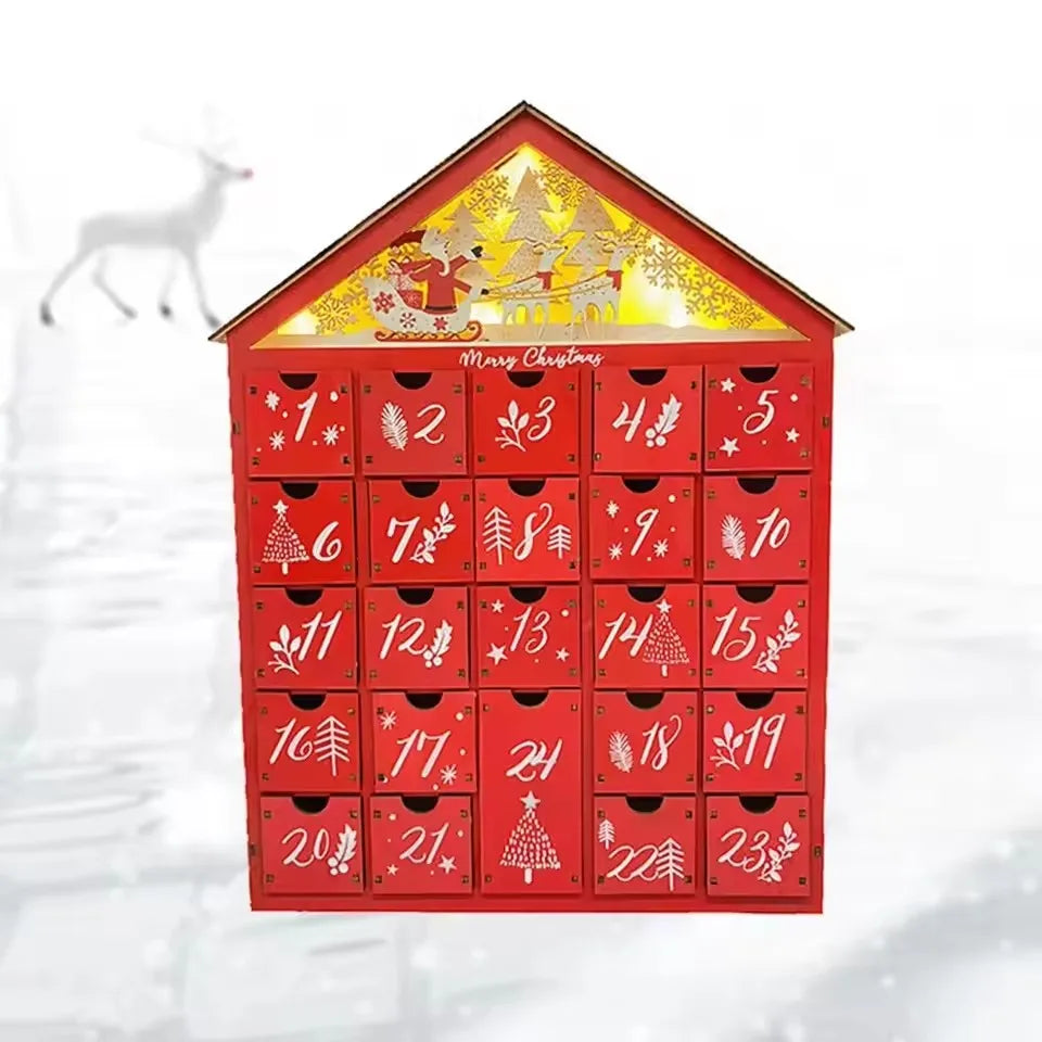 Calendrier de l'Avent en bois lumineux Maison de village – photo 2