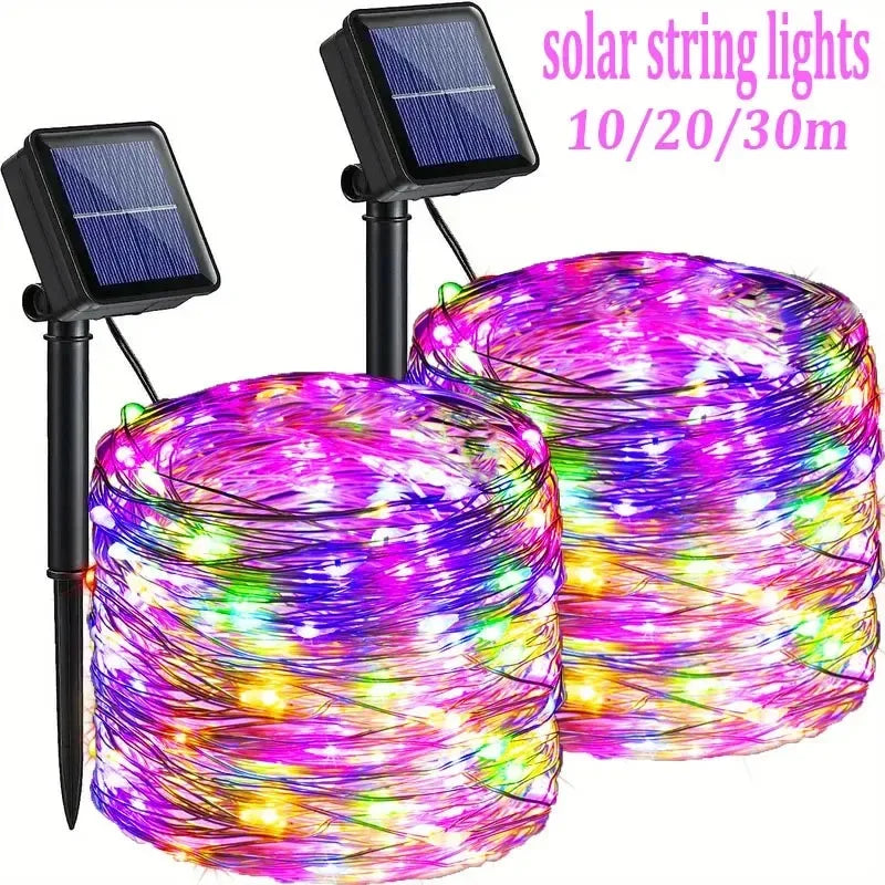 Solar copper wire string lights outdoor – Santa's Gallery