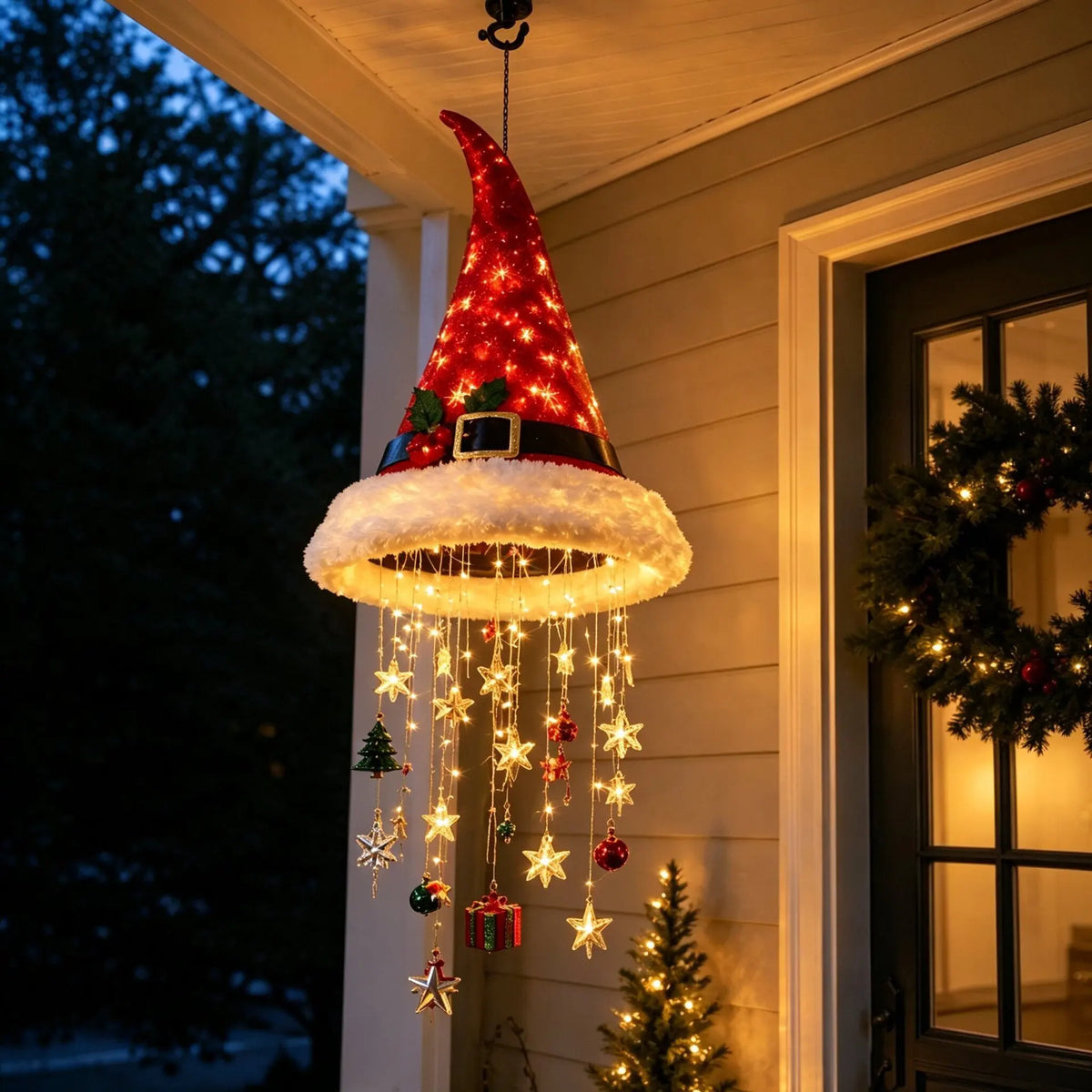 LED Santa hat hanging light – Santa's Gallery