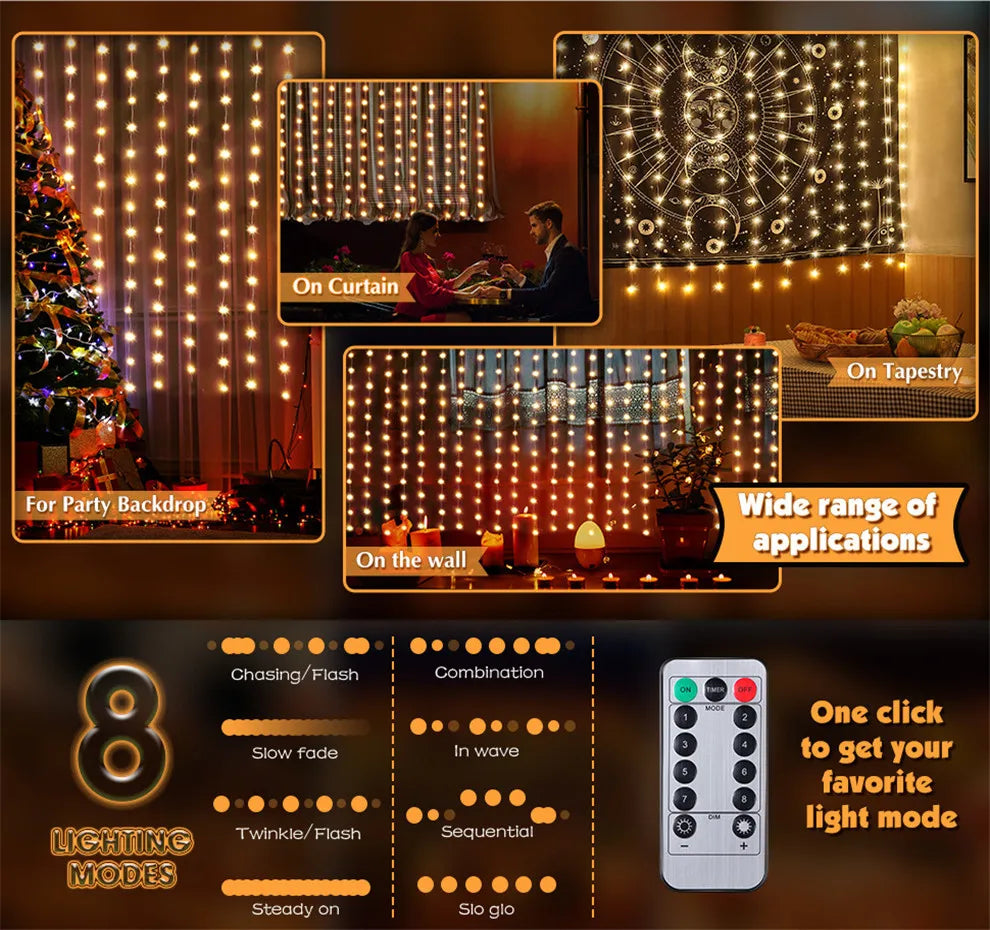 Rideau lumineux LED 8 modes avec télécommande – photo 6