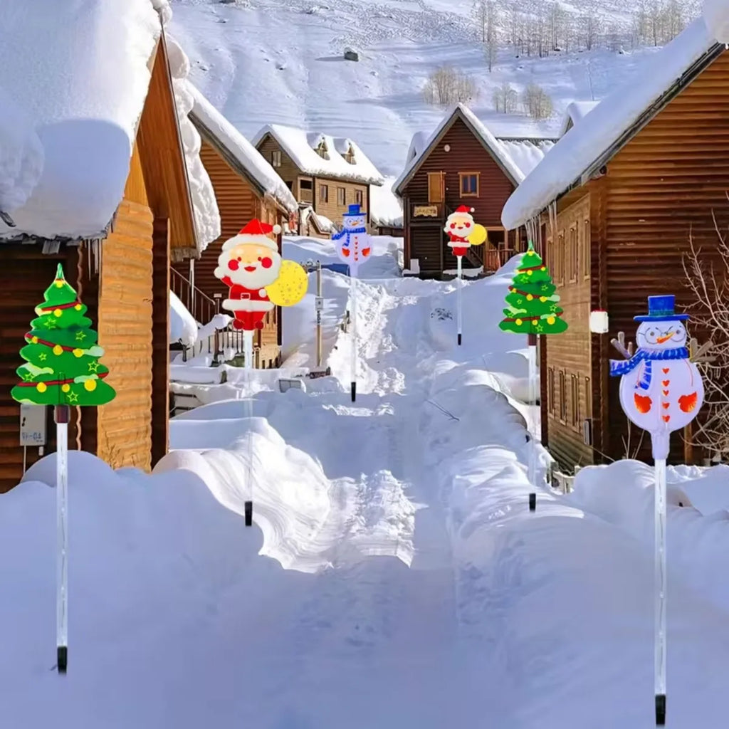 Piquets solaires lumineux Père Noël, sapin et renne – photo 4
