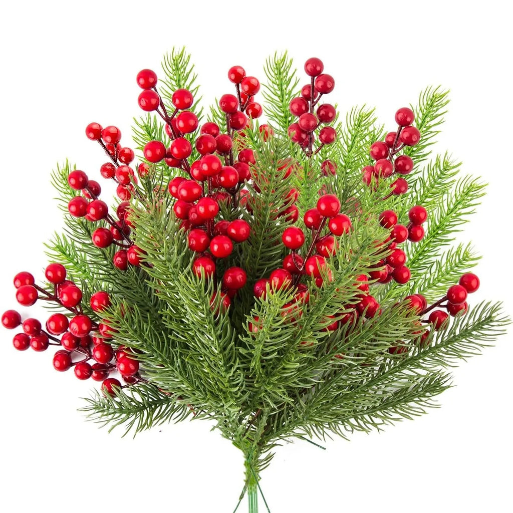 Branches de pin artificielles et baies rouges – photo 2