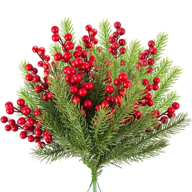 Branches de pin artificielles et baies rouges – photo 7