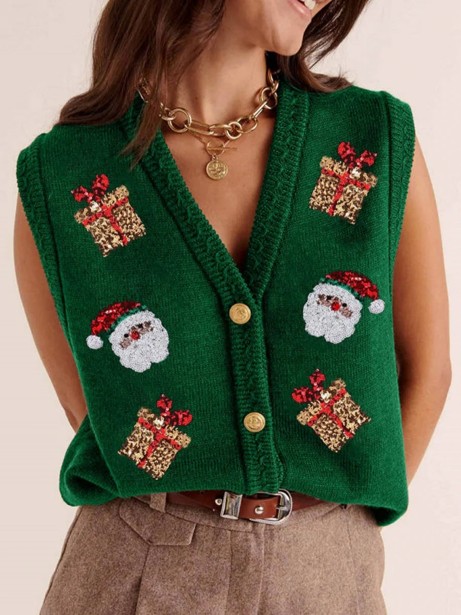 Gilet de Noël à sequins pour femme – photo 9