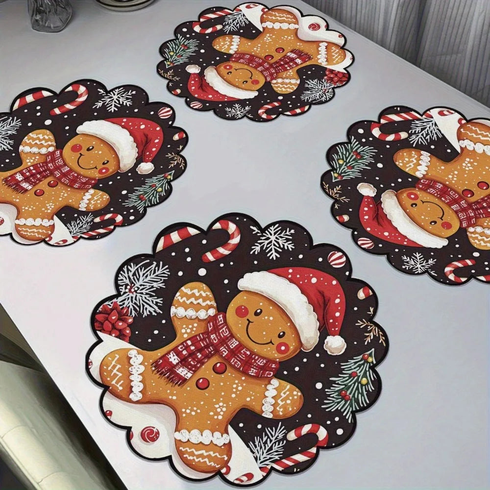 Round Christmas placemats set of 4 – Santa's Gallery