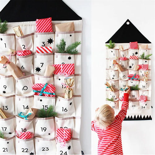 Fabric wall advent calendar, 24 pockets – Santa's Gallery