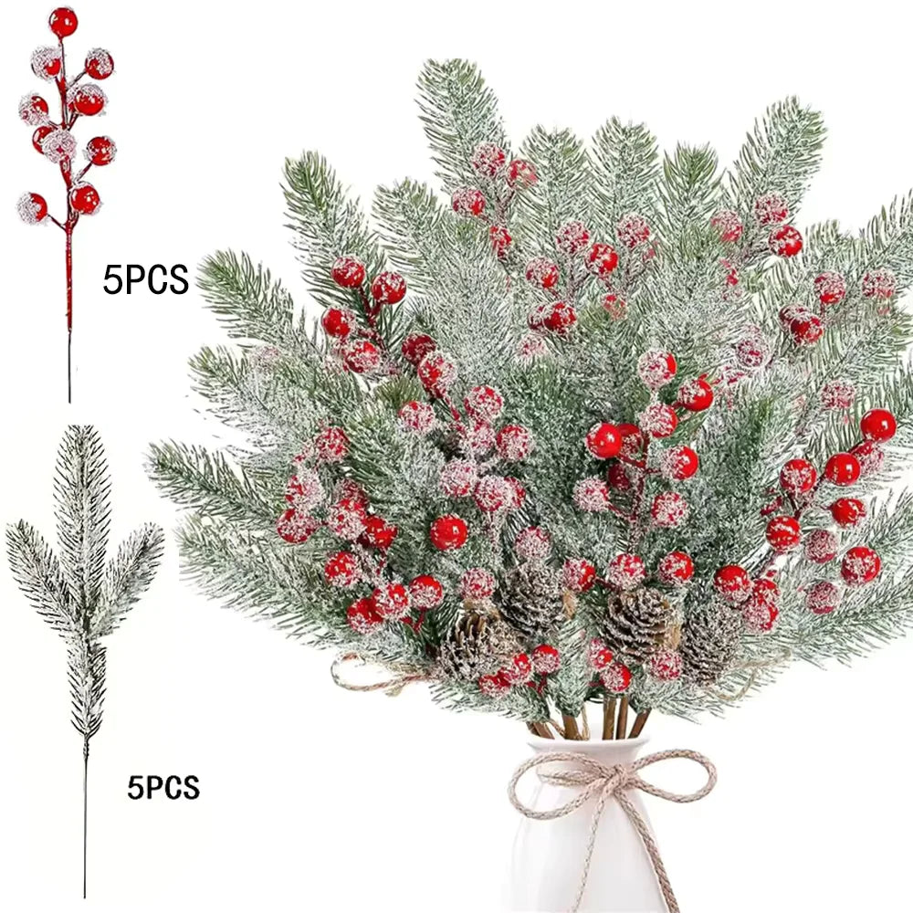Branches de pin artificielles et baies rouges – photo 12