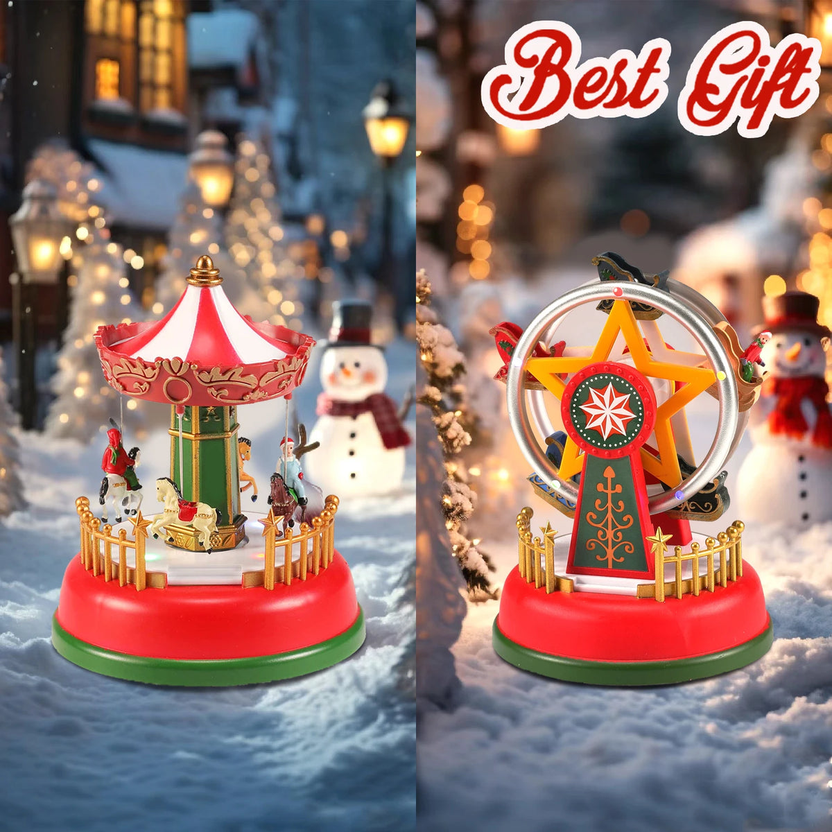 Carrousel et grande roue de Noël lumineux – photo 4