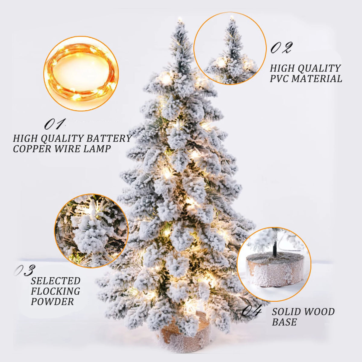 Sapin de table enneigé lumineux 45 cm – photo 3