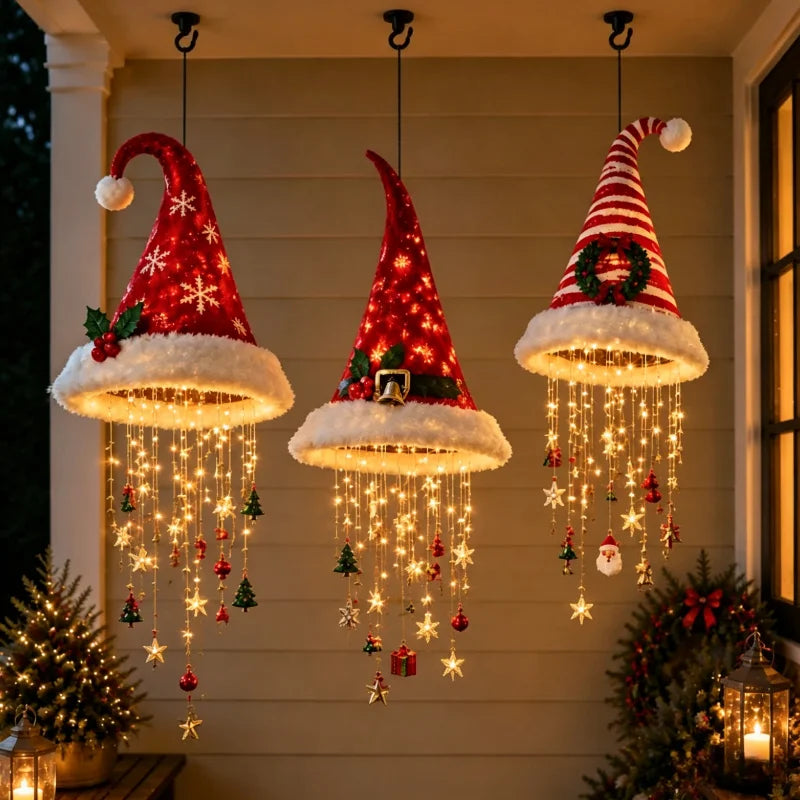 Suspension lumineuse bonnet de Père Noël LED – photo 2