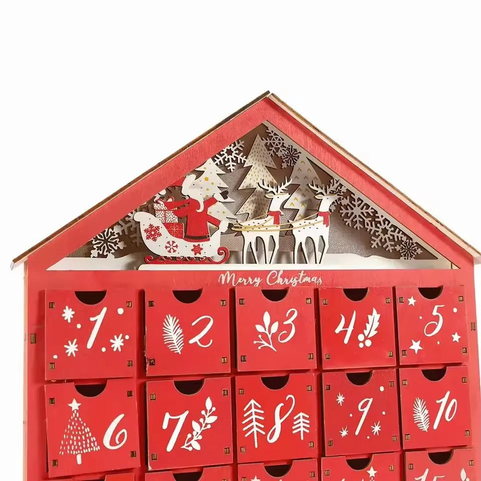 Calendrier de l'Avent en bois lumineux Maison de village – photo 3