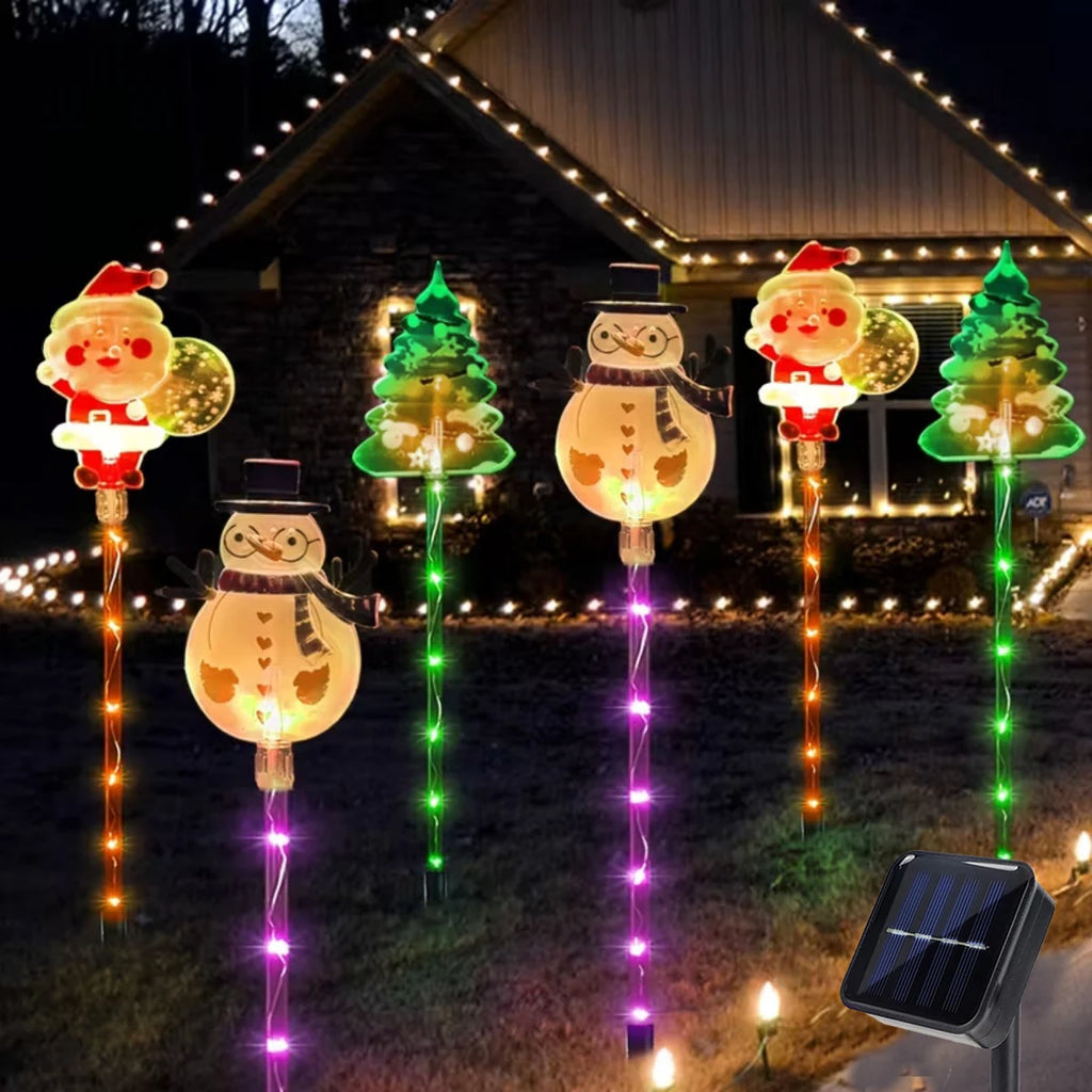 Piquets solaires lumineux Père Noël, sapin et renne – photo 2