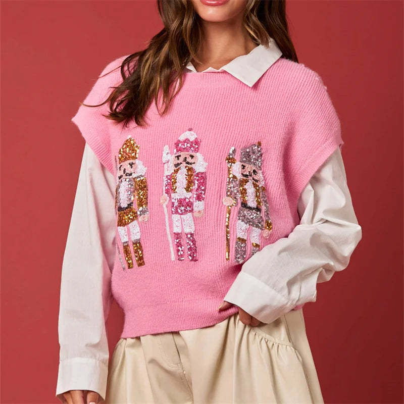Gilet de Noël à sequins pour femme – photo 3