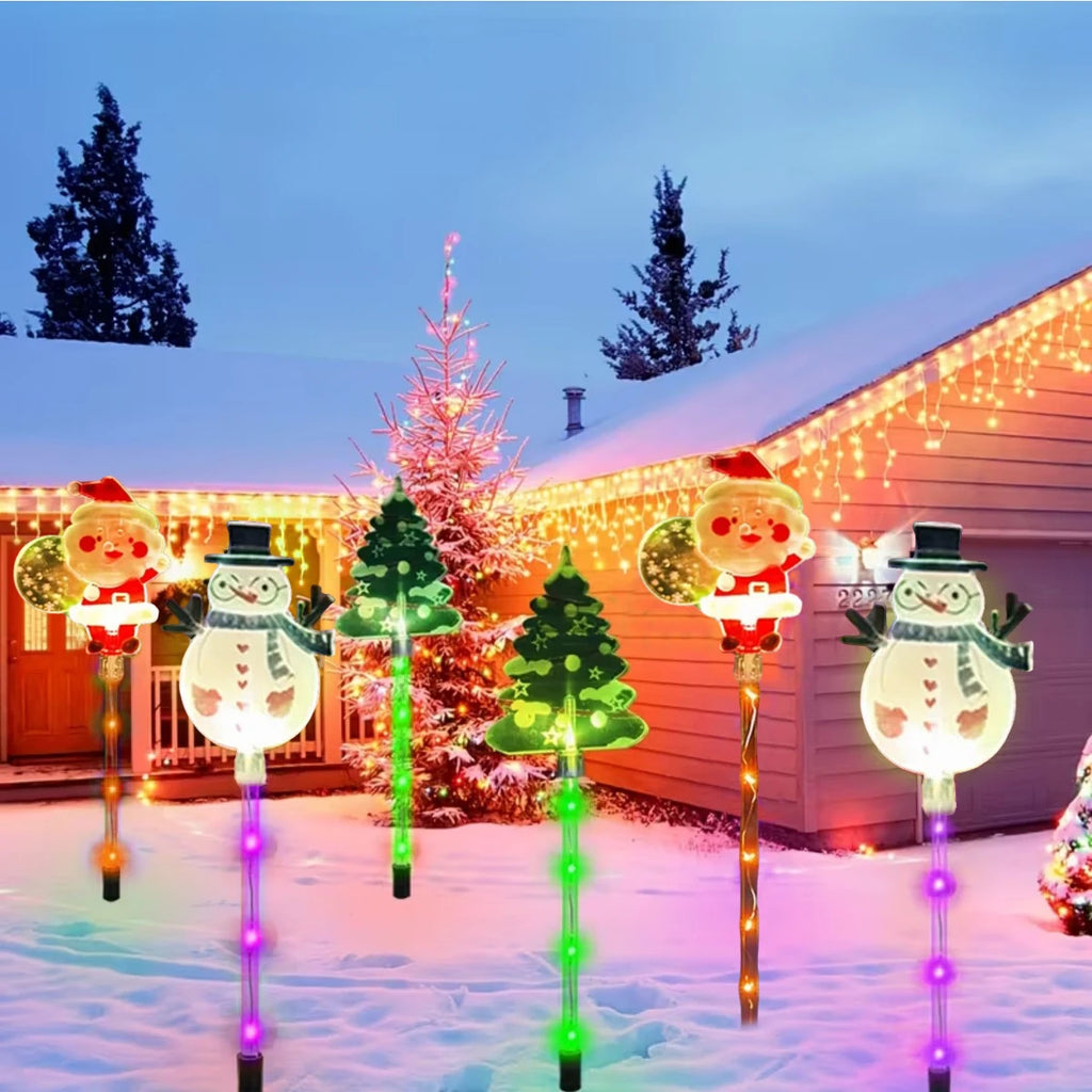 Piquets solaires lumineux Père Noël, sapin et renne – photo 5