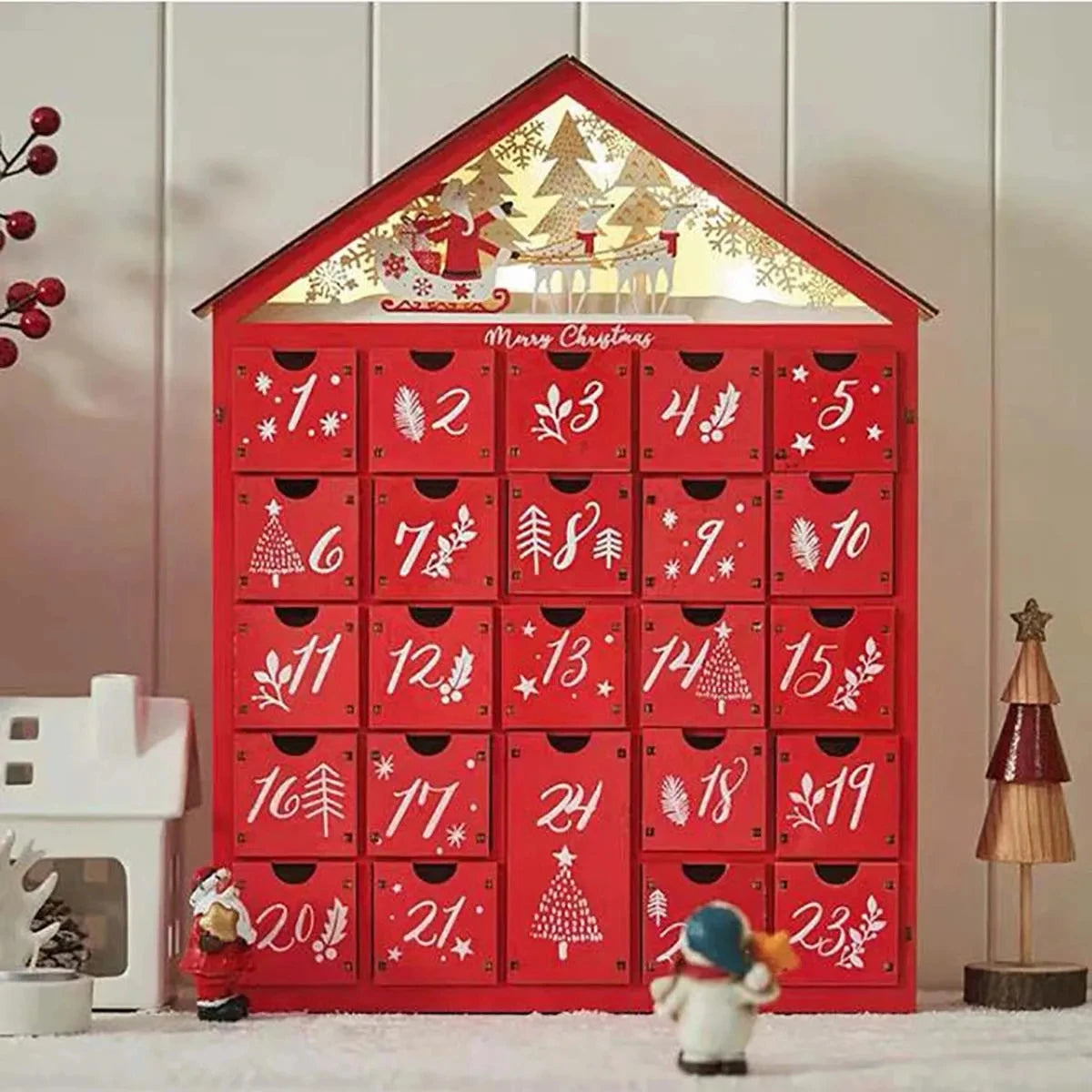 Calendrier de l'Avent en bois lumineux Maison de village – photo 7
