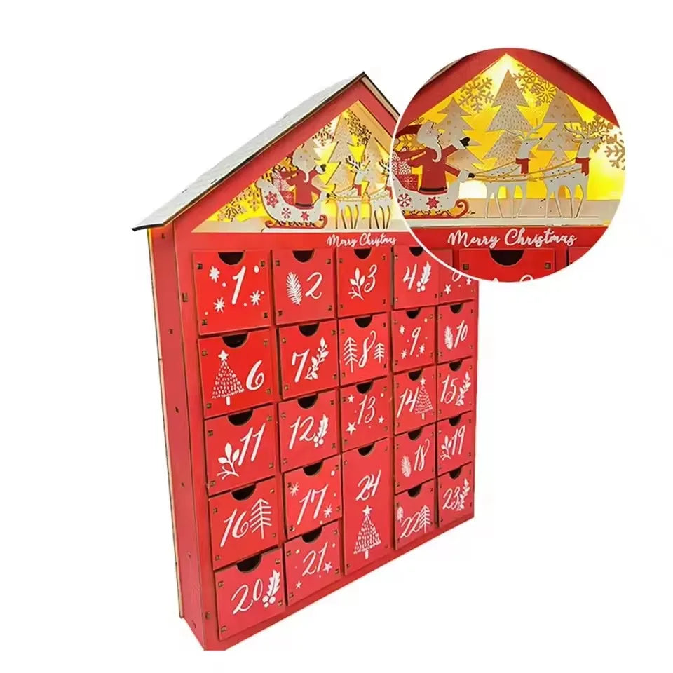 Calendrier de l'Avent en bois lumineux Maison de village – photo 4