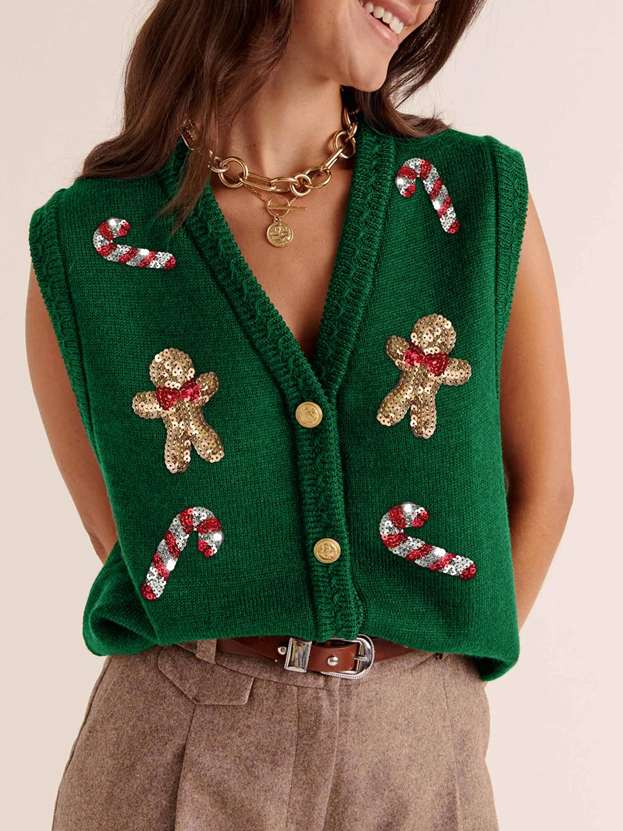 Gilet de Noël à sequins pour femme – photo 5
