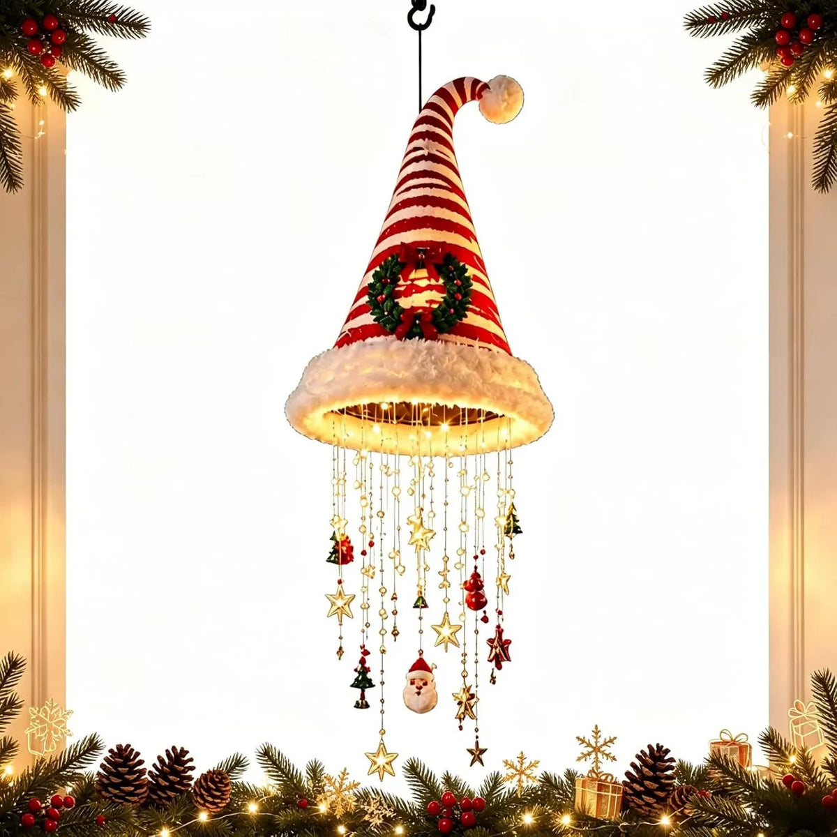 Suspension lumineuse bonnet de Père Noël LED – photo 6